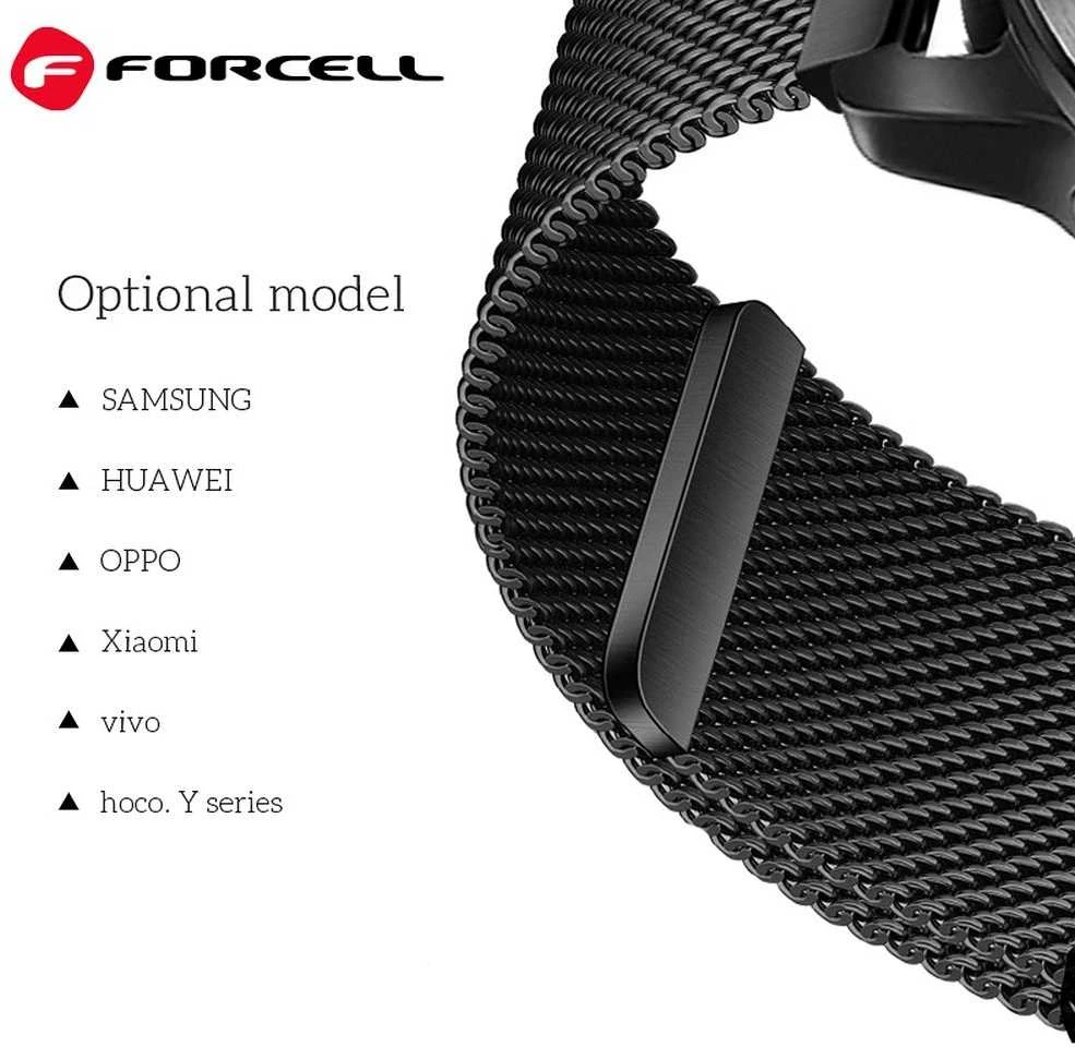 Dirželis „Samsung Galaxy Watch Forcell F-Design FS11“ magnetiniam plienui, 20 mm, sidabrinis