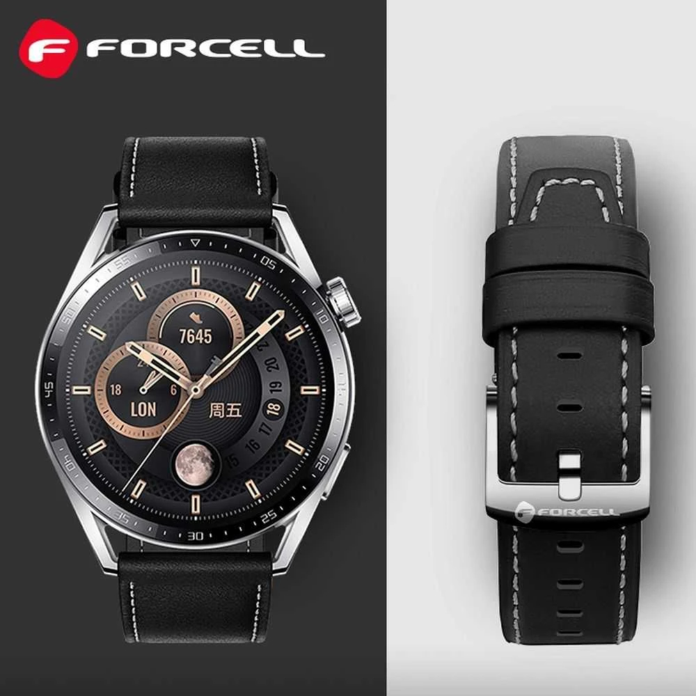 Dirželis „Samsung Galaxy Watch Forcell F-Design FS21“ su skylutėmis, eko oda, 20 mm, juodas