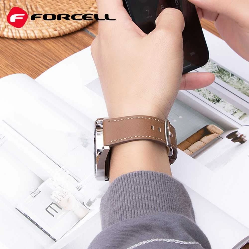 Dirželis Samsung Galaxy Watch Forcell F-Design FS21, eko odos, 22 mm, rudas, su skylutėmis