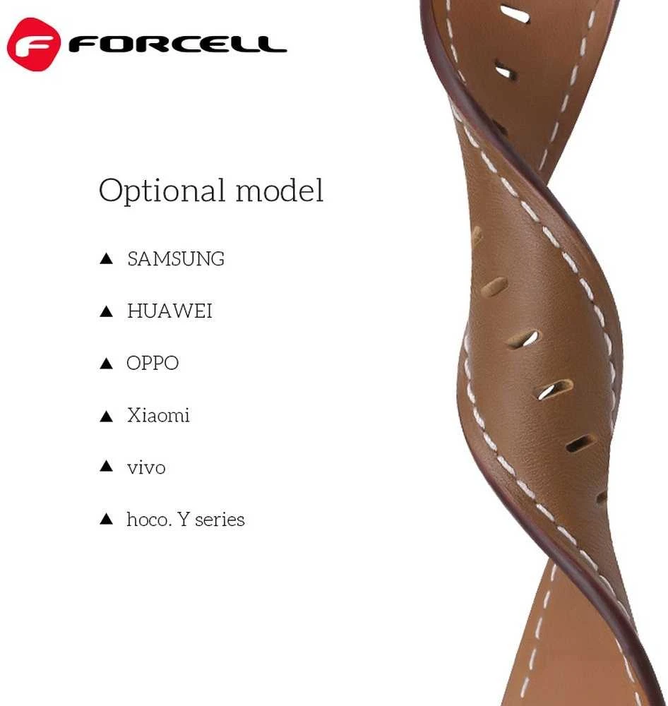 Dirželis Samsung Galaxy Watch Forcell F-Design FS21, eko odos, 22 mm, rudas, su skylutėmis