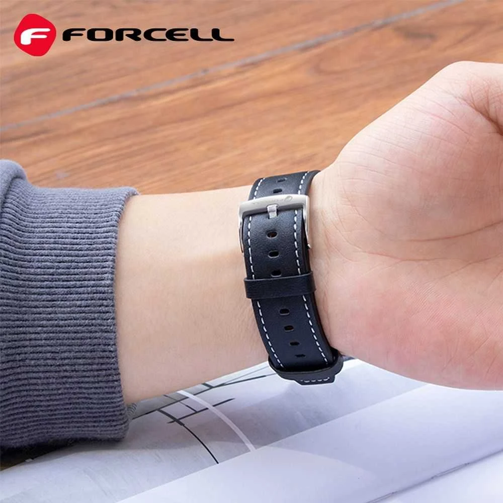 Dirželis „Samsung Galaxy Watch Forcell F-Design FS21“ su skylutėmis, eko oda, 22 mm, juodas