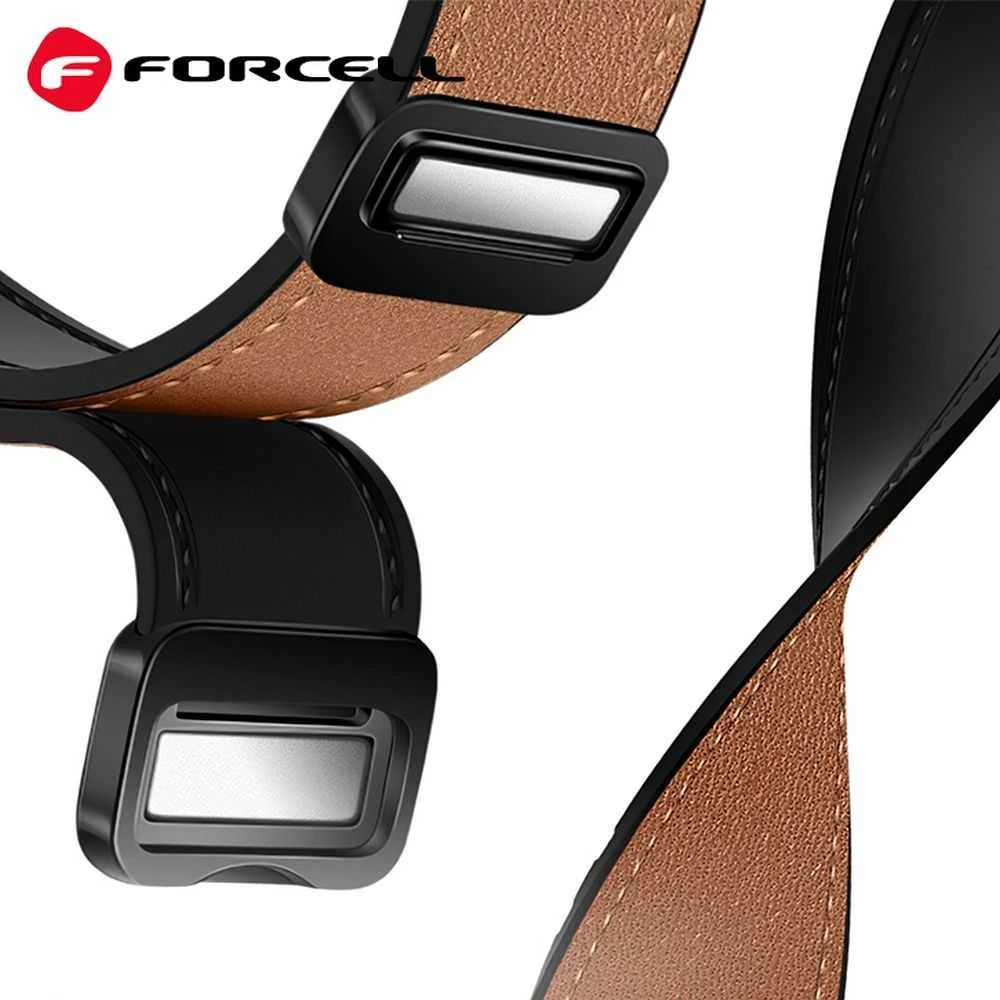 Dirželis „Samsung Galaxy Watch Forcell F-Design FS20“ magnetiniam eko odos 20 mm rudam laikrodžiui