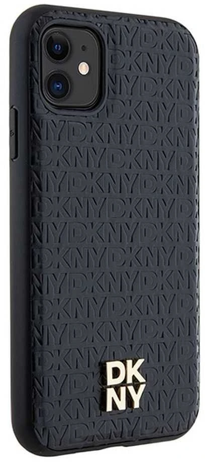 Apple iPhone 11 / XR DKNY odinis dėklas Monogram Pattern Metal Logo MagSafe (DKHMN61PSHRPSK) juodos spalvos