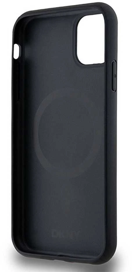 Apple iPhone 11 / XR DKNY odinis dėklas Monogram Pattern Metal Logo MagSafe (DKHMN61PSHRPSK) juodos spalvos