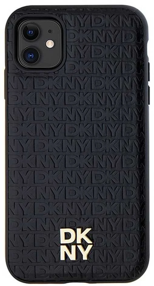 Apple iPhone 11 / XR DKNY odinis dėklas Monogram Pattern Metal Logo MagSafe (DKHMN61PSHRPSK) juodos spalvos