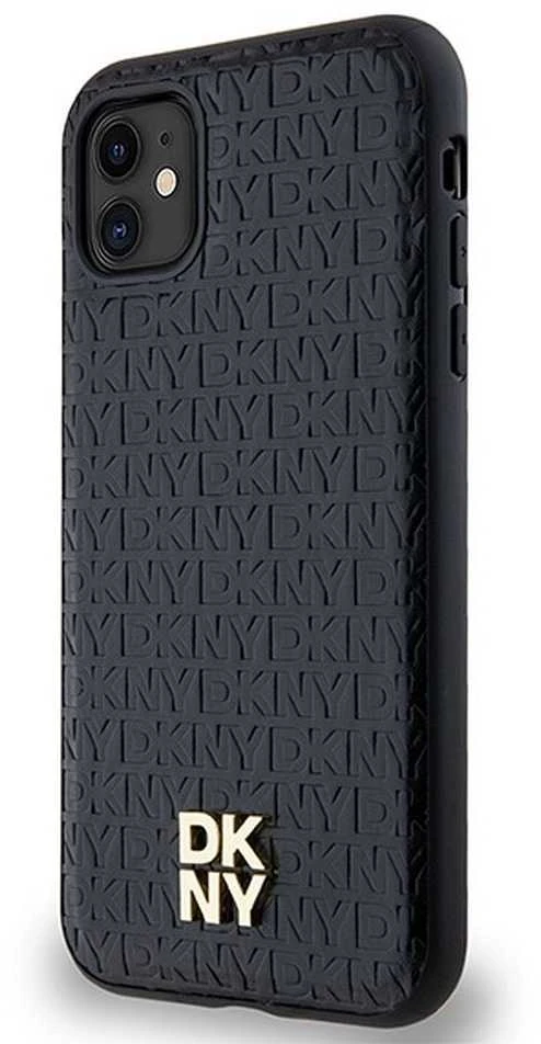 Apple iPhone 11 / XR DKNY odinis dėklas Monogram Pattern Metal Logo MagSafe (DKHMN61PSHRPSK) juodos spalvos