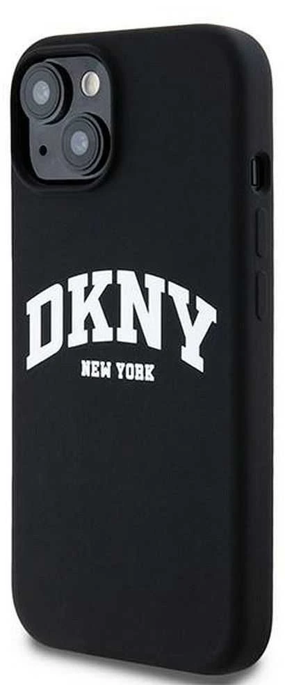 Apple iPhone 13 / 14 / 15 DKNY dėklas Skystas silikonas Baltas Printed Logo MagSafe DKHMP14SSNYACH