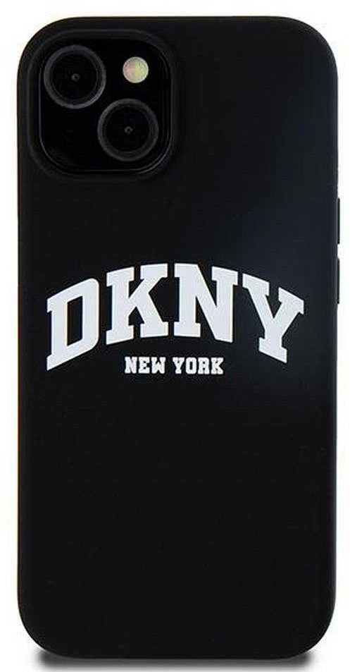 Apple iPhone 13 / 14 / 15 DKNY dėklas Skystas silikonas Baltas Printed Logo MagSafe DKHMP14SSNYACH