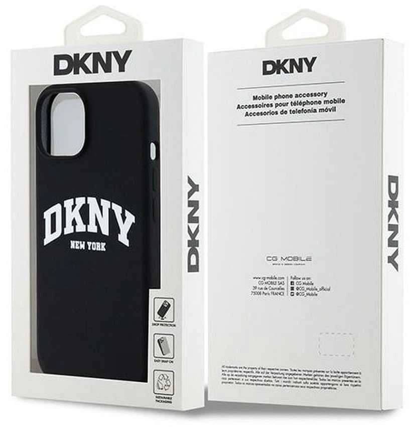 Apple iPhone 13 / 14 / 15 DKNY dėklas Skystas silikonas Baltas Printed Logo MagSafe DKHMP14SSNYACH
