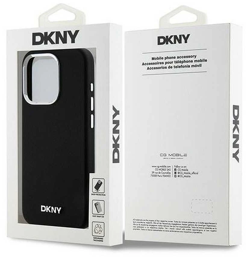 DKNY DKHMP14LSMCHLK Apple iPhone 14 Pro 6.1″ juodos spalvos kietas dėklas Liquid Silicone Small Metal Logo MagSafe
