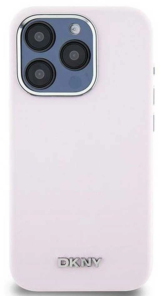 DKNY DKHMP14LSMCHLP iPhone 14 Pro 6.1″ rožinės spalvos kietas dėklas Liquid Silicone Small Metal Logo MagSafe