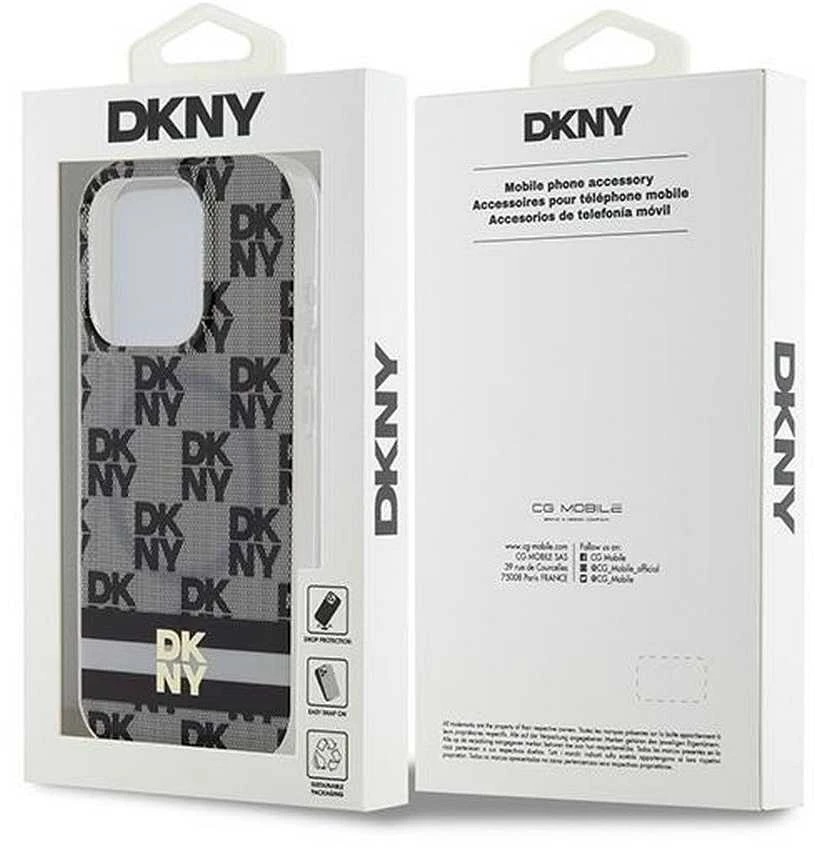 DKNY DKHMP14LHCPTSK Apple iPhone 14 Pro 6.1 inch juodos spalvos kietas dėklas IML Checkered Mono Pattern & Printed Strip