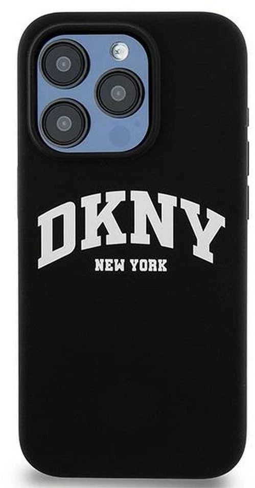 Apple iPhone 14 Pro DKNY dėklas Liquid Silicone Baltas Printed Logo MagSafe (DKHMP14LSNYACH) juodos spalvos