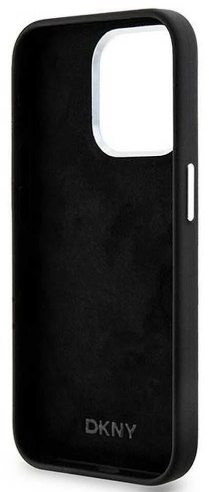 DKNY DKHMP14LSMCHLK Apple iPhone 14 Pro 6.1″ juodos spalvos kietas dėklas Liquid Silicone Small Metal Logo MagSafe