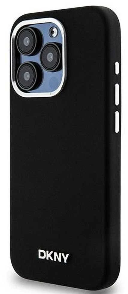 DKNY DKHMP14LSMCHLK Apple iPhone 14 Pro 6.1″ juodos spalvos kietas dėklas Liquid Silicone Small Metal Logo MagSafe