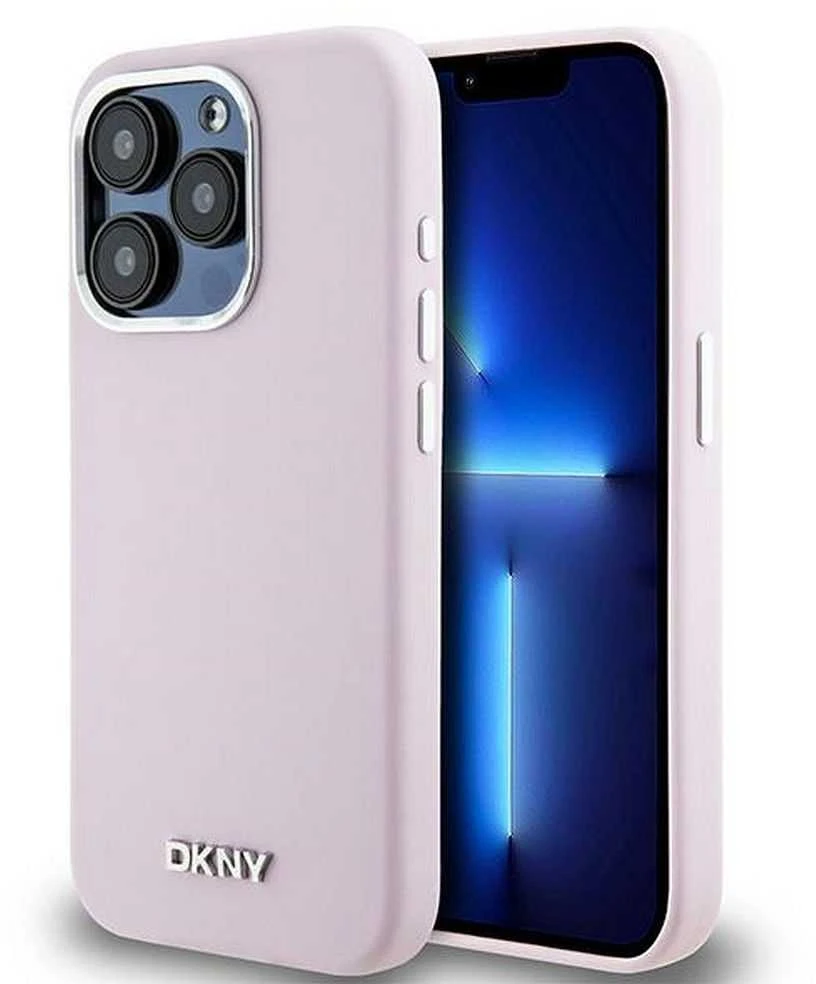 DKNY DKHMP14LSMCHLP iPhone 14 Pro 6.1″ rožinės spalvos kietas dėklas Liquid Silicone Small Metal Logo MagSafe