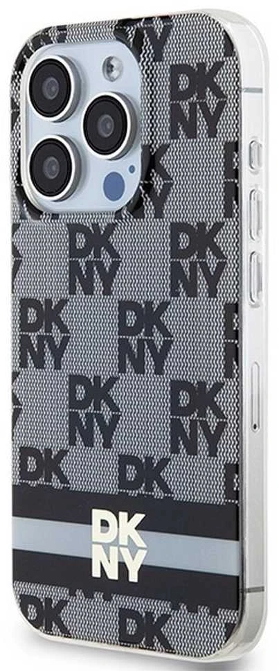 DKNY DKHMP14LHCPTSK Apple iPhone 14 Pro 6.1 inch juodos spalvos kietas dėklas IML Checkered Mono Pattern & Printed Strip