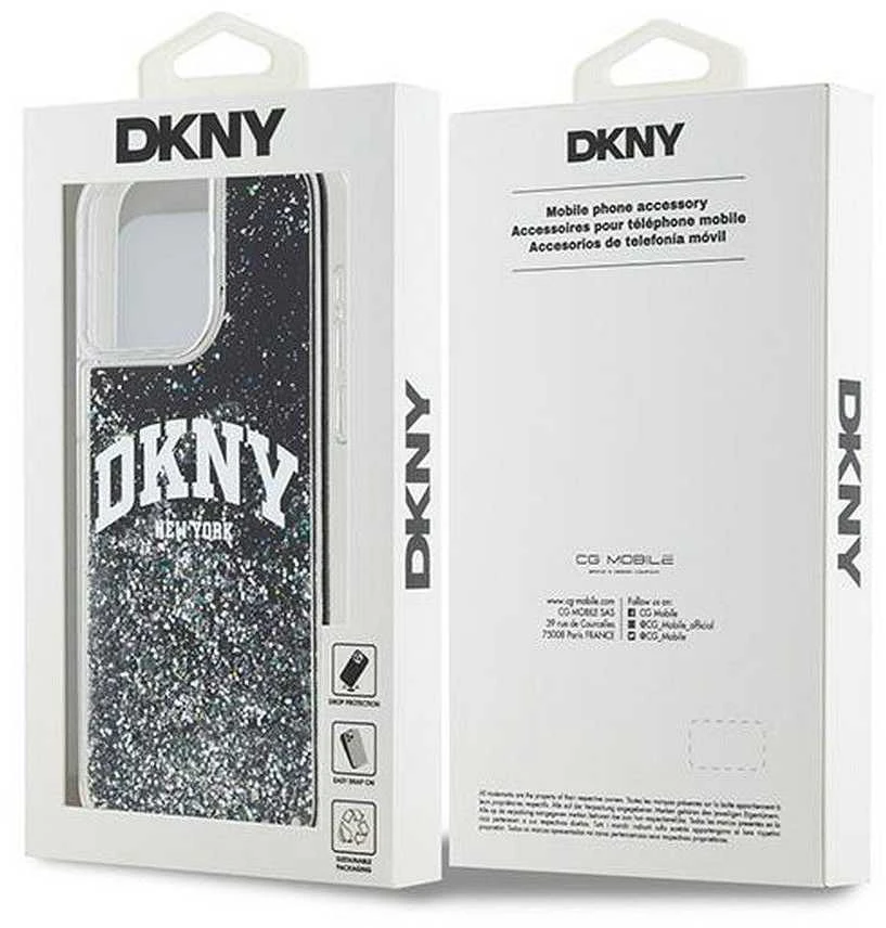 Apple iPhone 14 Pro Max DKNY dėklas Liquid Glitter Big Logo (DKHCP14XLBNAEK) juodos spalvos