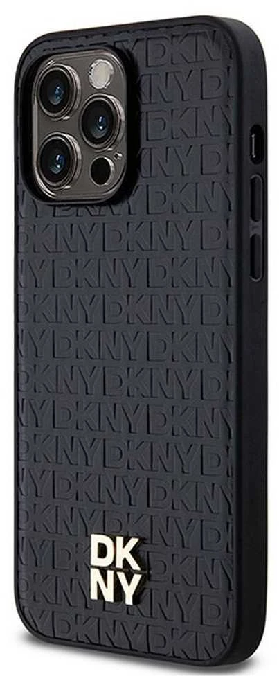 Apple iPhone 14 Pro Max DKNY odinis dėklas Monogram Pattern Metal Logo MagSafe (DKHMP14XPSHRPSK) juodos spalvos