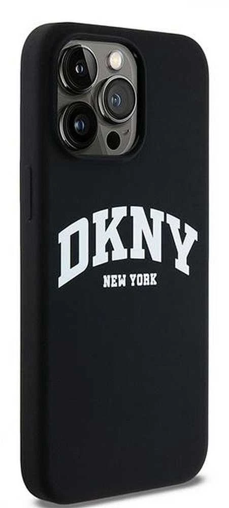 Apple iPhone 14 Pro Max DKNY dėklas Liquid Silicone Baltas Printed Logo MagSafe (DKHMP14XSNYACH) juodos spalvos
