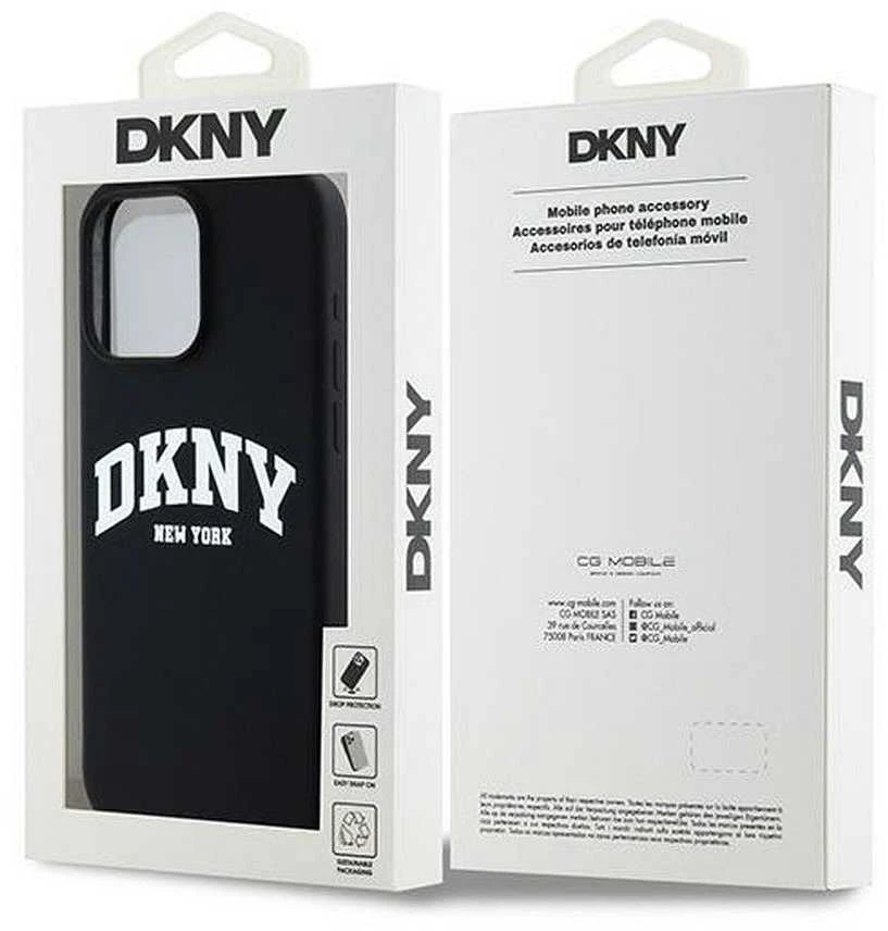 Apple iPhone 14 Pro Max DKNY dėklas Liquid Silicone Baltas Printed Logo MagSafe (DKHMP14XSNYACH) juodos spalvos