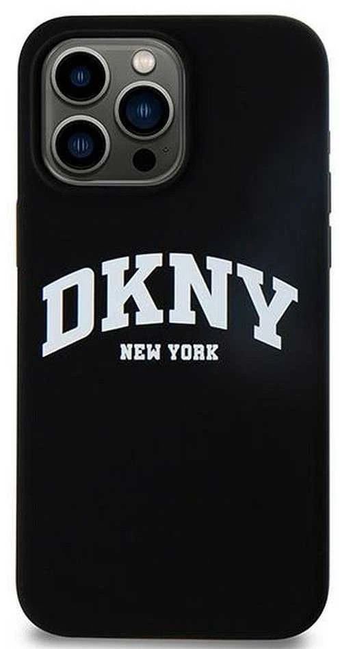 Apple iPhone 14 Pro Max DKNY dėklas Liquid Silicone Baltas Printed Logo MagSafe (DKHMP14XSNYACH) juodos spalvos
