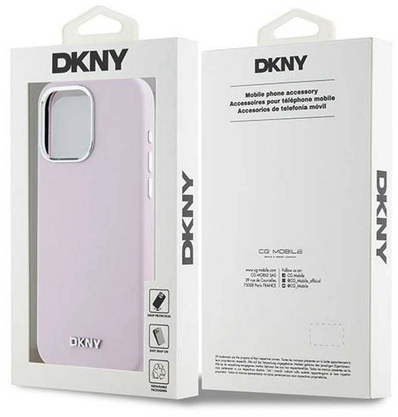 DKNY DKHMP14XSMCHLP Apple iPhone 14 Pro Max 6.7″ rožinės spalvos kietas dėklas Liquid Silicone Small Metal Logo MagSafe