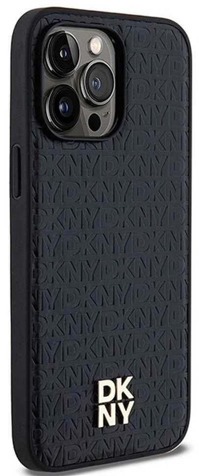 Apple iPhone 14 Pro Max DKNY odinis dėklas Monogram Pattern Metal Logo MagSafe (DKHMP14XPSHRPSK) juodos spalvos