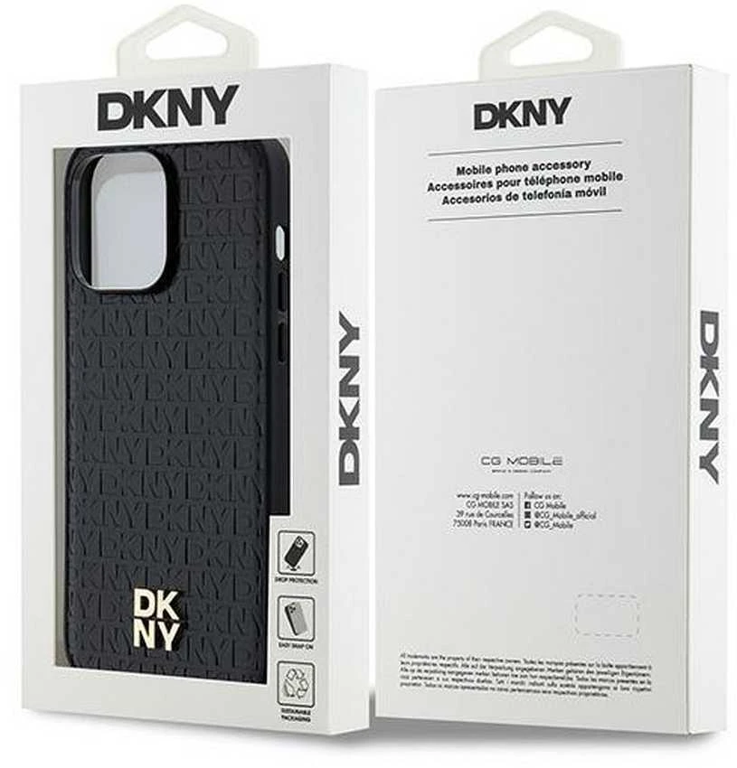 Apple iPhone 14 Pro Max DKNY odinis dėklas Monogram Pattern Metal Logo MagSafe (DKHMP14XPSHRPSK) juodos spalvos