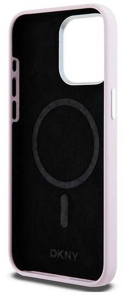 DKNY DKHMP14XSMCHLP Apple iPhone 14 Pro Max 6.7″ rožinės spalvos kietas dėklas Liquid Silicone Small Metal Logo MagSafe