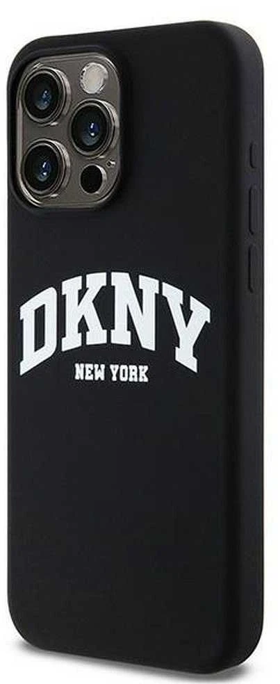 Apple iPhone 14 Pro Max DKNY dėklas Liquid Silicone Baltas Printed Logo MagSafe (DKHMP14XSNYACH) juodos spalvos