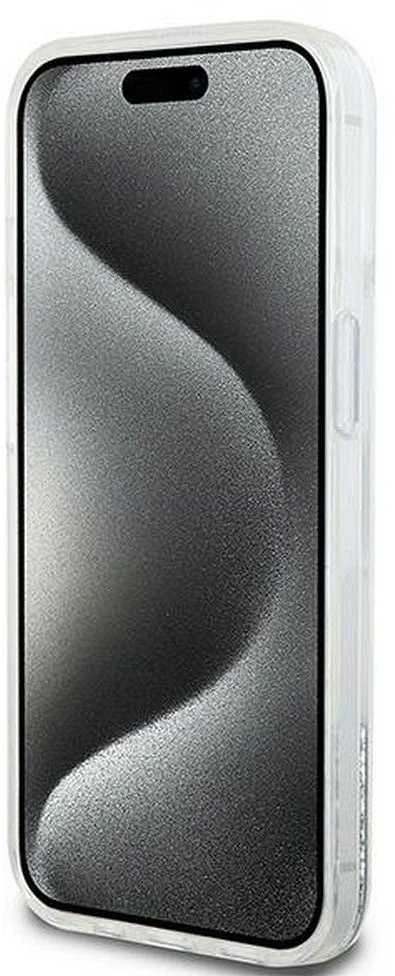 Apple iPhone 13 / 14 / 15 DKNY dėklas Liquid Glitter Big Logo (DKHCP15SLBNAET) baltos spalvos