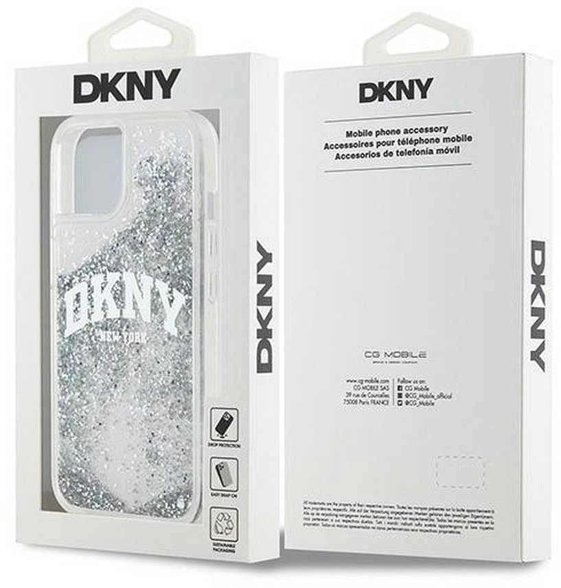 Apple iPhone 13 / 14 / 15 DKNY dėklas Liquid Glitter Big Logo (DKHCP15SLBNAET) baltos spalvos