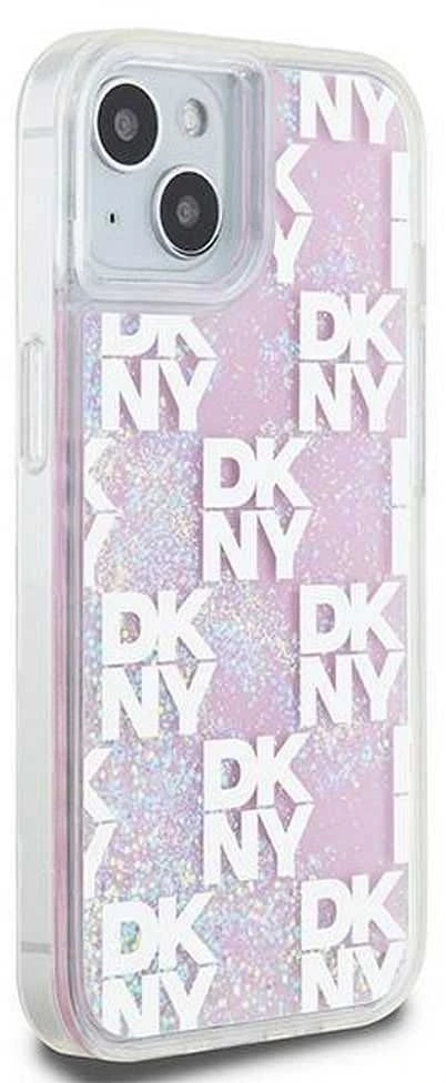 Apple iPhone 13 / 14 / 15 DKNY dėklas Liquid Glitter Multilogo (DKHCP15SLCPEPP) rožinės spalvos