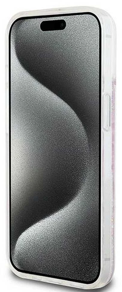 Apple iPhone 13 / 14 / 15 DKNY dėklas Liquid Glitter Multilogo (DKHCP15SLCPEPP) rožinės spalvos