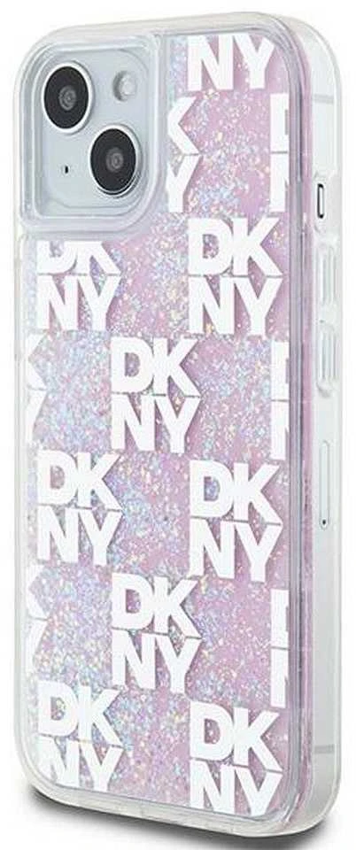 Apple iPhone 13 / 14 / 15 DKNY dėklas Liquid Glitter Multilogo (DKHCP15SLCPEPP) rožinės spalvos
