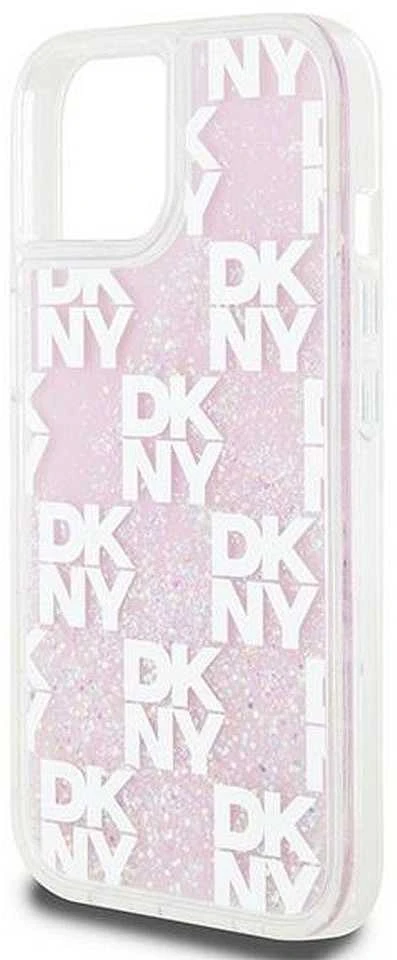 Apple iPhone 13 / 14 / 15 DKNY dėklas Liquid Glitter Multilogo (DKHCP15SLCPEPP) rožinės spalvos