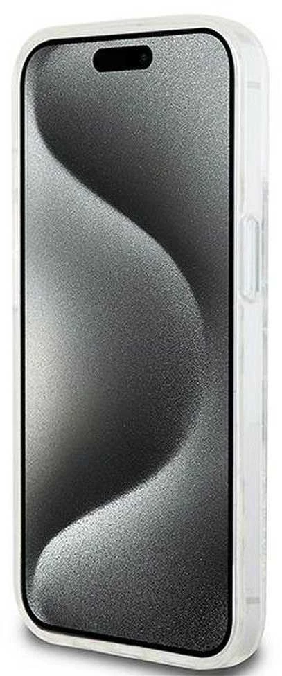 DKNY DKHCP15SLCPEPT Apple iPhone 15 14 13 6.1″ baltos spalvos kietas dėklas Liquid Glitter Multilogo