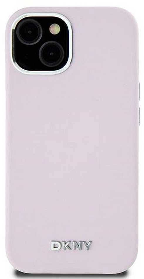 DKNY DKHMP15MSMCHLP Apple iPhone 15 Plus 14 Plus 6.7″ rožinės spalvos kietas dėklas Liquid Silicone Small Metal Logo Mag