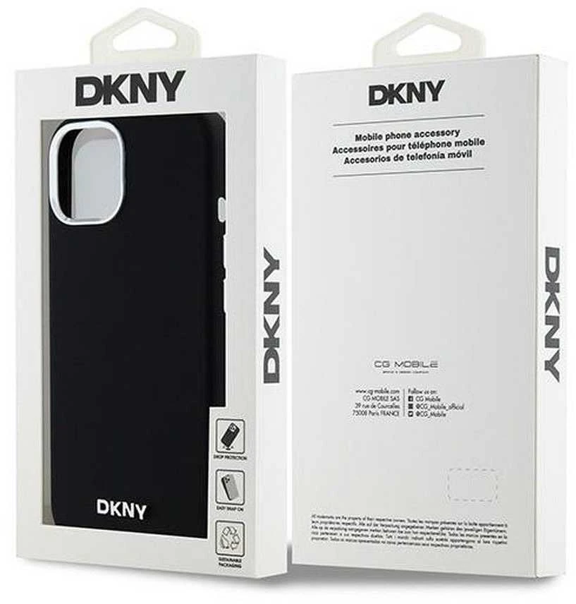DKNY DKHMP15MSMCHLK Apple iPhone 15 Plus 14 Plus 6.7″ juodos spalvos kietas dėklas Liquid Silicone Small Metal Logo Ma