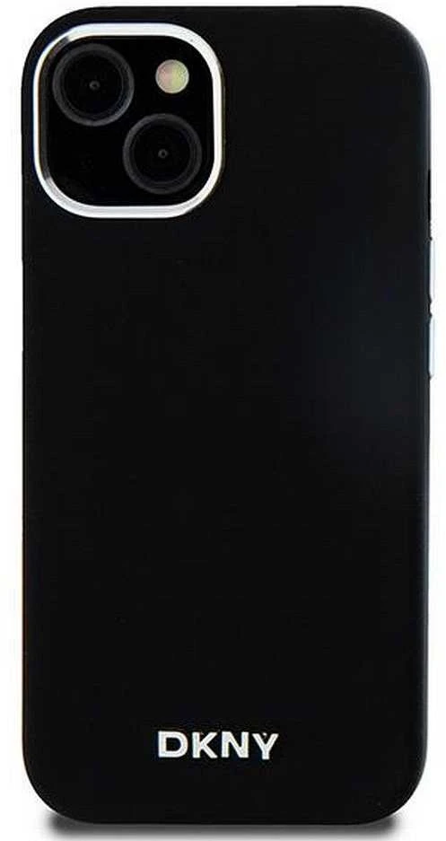 DKNY DKHMP15MSMCHLK Apple iPhone 15 Plus 14 Plus 6.7″ juodos spalvos kietas dėklas Liquid Silicone Small Metal Logo Ma
