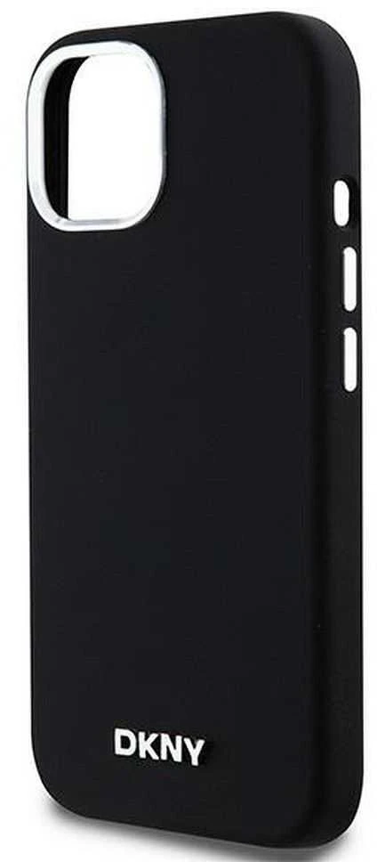 DKNY DKHMP15MSMCHLK Apple iPhone 15 Plus 14 Plus 6.7″ juodos spalvos kietas dėklas Liquid Silicone Small Metal Logo Ma