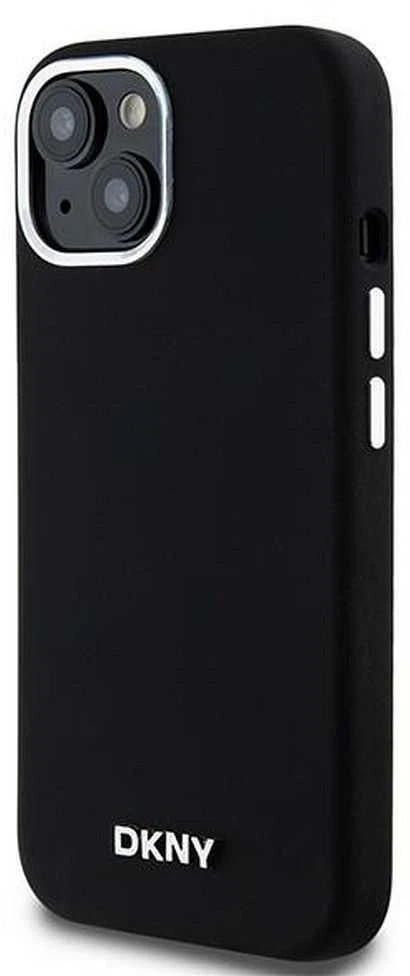 DKNY DKHMP15MSMCHLK Apple iPhone 15 Plus 14 Plus 6.7″ juodos spalvos kietas dėklas Liquid Silicone Small Metal Logo Ma