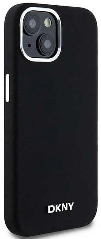 DKNY DKHMP15MSMCHLK Apple iPhone 15 Plus 14 Plus 6.7″ juodos spalvos kietas dėklas Liquid Silicone Small Metal Logo Ma
