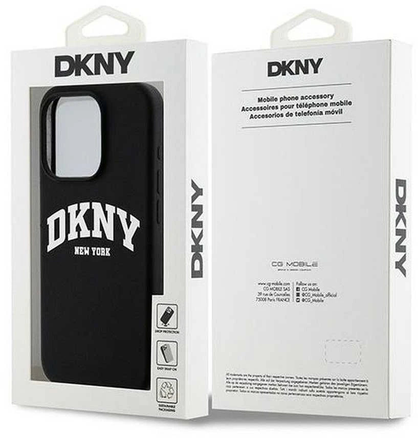 Apple iPhone 14 Plus / 15 Plus DKNY dėklas Liquid Silicone Baltas Printed Logo MagSafe (DKHMP15MSNYACH) juodos spalvos