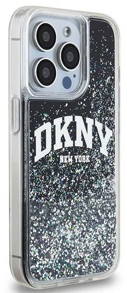Apple iPhone 15 Pro DKNY dėklas Liquid Glitter Big Logo (DKHCP15LLBNAEK) juodos spalvos