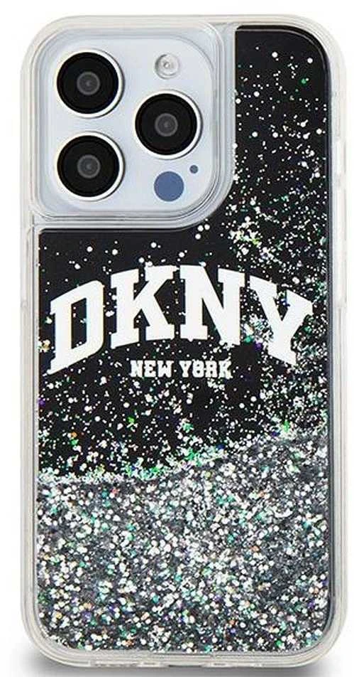 Apple iPhone 15 Pro DKNY dėklas Liquid Glitter Big Logo (DKHCP15LLBNAEK) juodos spalvos