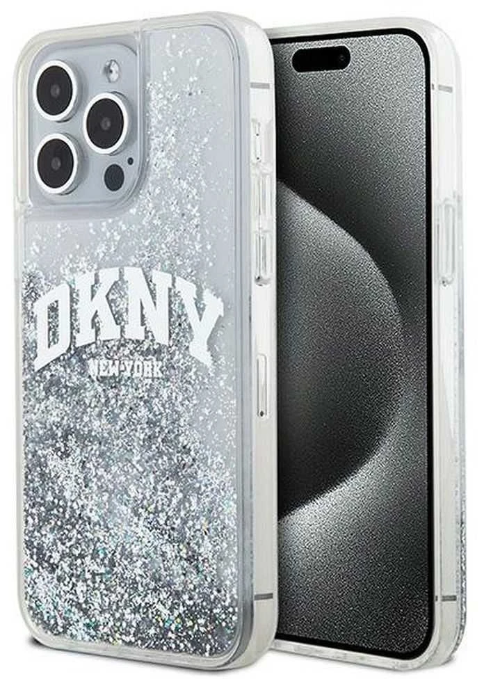 Apple iPhone 15 Pro DKNY dėklas Liquid Glitter Big Logo (DKHCP15LLBNAET) baltos spalvos