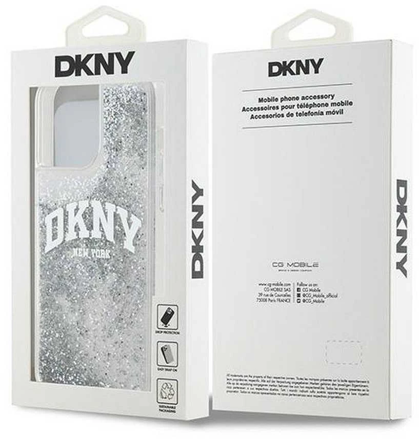 Apple iPhone 15 Pro DKNY dėklas Liquid Glitter Big Logo (DKHCP15LLBNAET) baltos spalvos