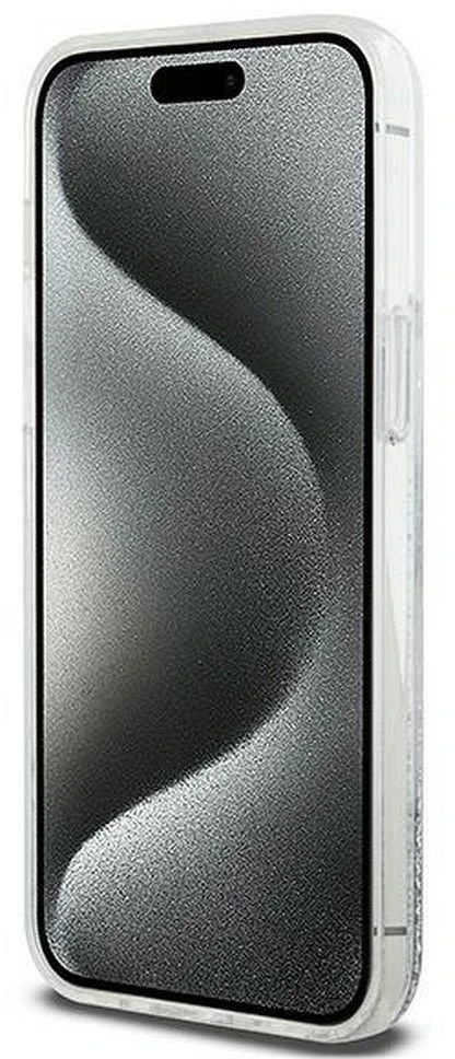 Apple iPhone 15 Pro DKNY dėklas Liquid Glitter Big Logo (DKHCP15LLBNAET) baltos spalvos
